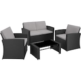 thumbnail of tectake Set de muebles de exterior JESOLO, rattan sintético resistente uva, acero revestido, 90x50.5x36 cm, negro/gris