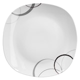 thumbnail of Palazzo Servierplatte 28,5cm aus weißem Porzellan mit Dekor-Kreisen in grau und dunkelrot