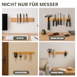 thumbnail of CHEFGASTRO Magnetleiste magnetische Messerleiste Messerhalter aus Bambus | HxBxT 6,2x40x2,1cm | Inkl. 3 silberne Haken | zum Kleben oder Schrauben