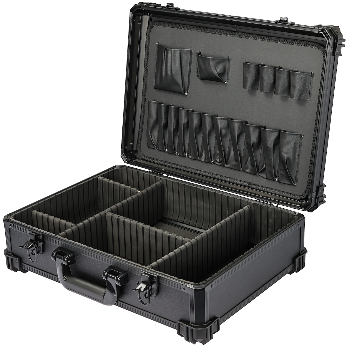 HMF Werkzeugkoffer leer, Werkzeugkasten groß mit individueller Fachaufteilung, 46 x 33 x 15 cm