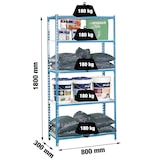 thumbnail of SimonRack Estante Metálico 1800x800x300 mm, 5 Prateleiras em Aço, 180 kg por Nível, Azul/Branco – Simonclick