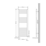 thumbnail of Elektrischer Badheizkörper mit Heizstab 1200W 400x1200 mm Weiß gerade Seitenanschluss & Thermostat Digitalanzeige LuxeBath