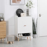 thumbnail of HOMCOM mueble zapatero con 2 puertas armario de zapatos con estante abierto y estantes ajustables para 15 pares de zapatos 60x33x100 cm blanco