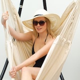 thumbnail of XXL Hängesessel mit Gestell Hängestuhl für 2 Doppel Hängesitz Hängeliege Beige