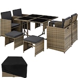 thumbnail of tectake Rattan Sitzgruppe Bilbao inkl. Schutzhülle 4+4+1 - Farbe Natur - Outdoor Möbel - Polyrattan Garten Lounge
