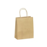 thumbnail of Bruine kraft draagtas met gedraaide handvatten 18 + 8 x 22 cm per 300 - Gimex