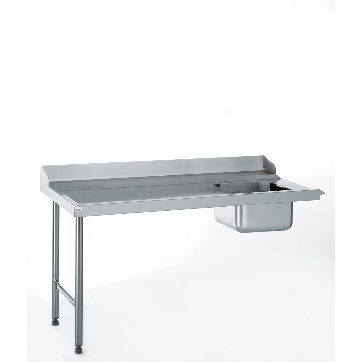 Tournus Standaard-aanvoertafel 1100mm lang met wastafel 400x400mm. Rechts inhangbaar - past op alle modellen van doorschuifvaatwassers.