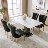 thumbnail of Merax Silla de Comedor Juego de 4 Sillas de Salón 4 Piezas Silla tapizada Patas de Apoyo de Acero Inoxidable Chapado en Oro Terciopelo Negro