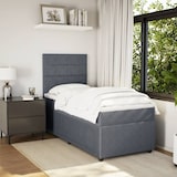 thumbnail of vidaXL Boxspringbett mit Matratze Dunkelgrau 80x200 cm Samt