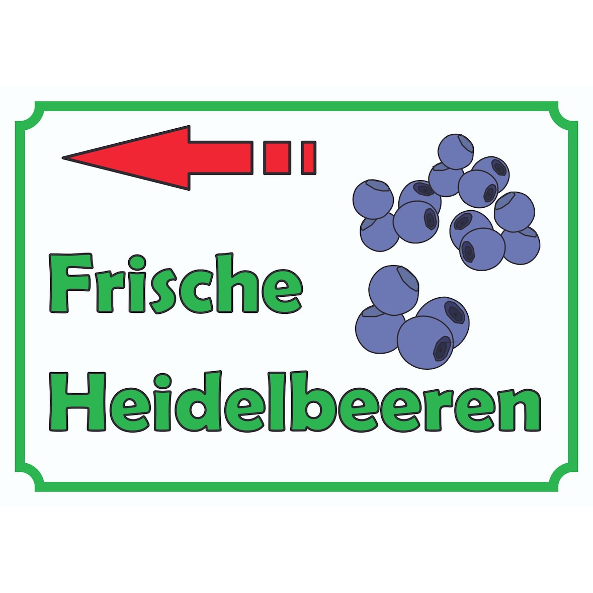 Verkaufsschild Schild Heidelbeeren links A1 (594x841mm)