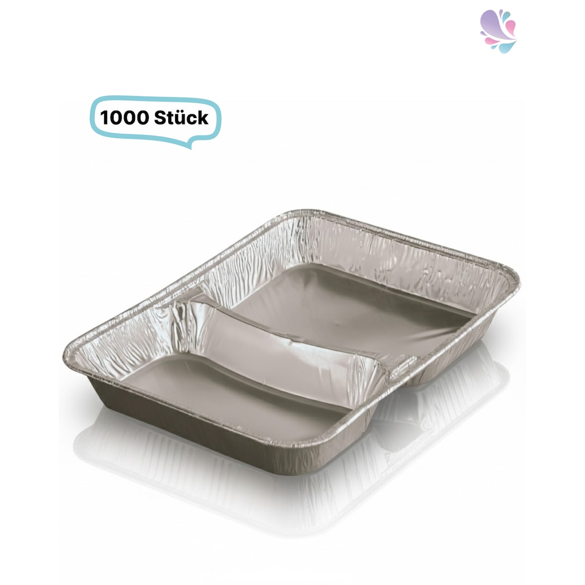 Alu-Schale, Menüschale, 760- 930 ml, rechteckig, 1000 Stk, 22,7 x 17,7 x 3 cm, robust, Premium Qualität