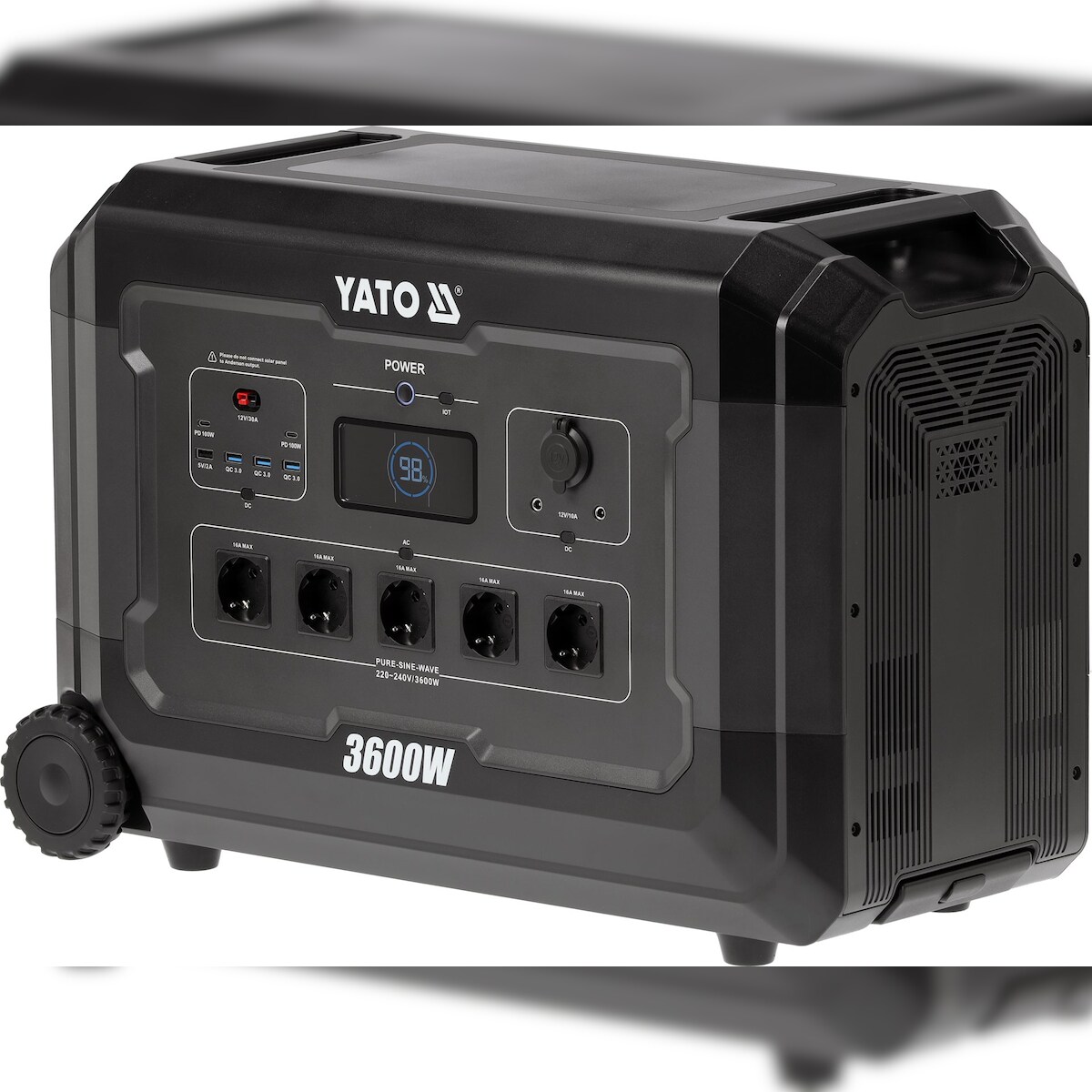 Yato Powerstation 3600W, 3072Wh, 5x230V, 6xUSB, 2x12V Solargenarator