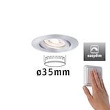 thumbnail of Paulmann LED Einbauleuchte Easy Dim Nova Mini Plus Coin Einzelleuchte schwenkbar  rund 66mm 15° Coin 4,2W 300lm 230V dimmbar 2700K Alu 92974