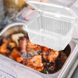 thumbnail of Envases para alimentos take away apto microondas, tapa con bisagra. Pack 50 unidades Fabricados en plástico PP y reutilizables. 750 ml