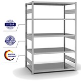 thumbnail of PROREGAL Fachbodenregal Stecksystem | Grundregal | HxBxT 200x130x80cm | 5 Ebenen | Fachlast 330 kg | Beidseitig nutzbar | Verzinkt