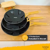 thumbnail of Briebe Gold Titanium Set 3 Sartenes Antiadherentes Inducción Titanio 18-20-24cm, Aluminio Forjado Antiadherente, Negro