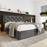 thumbnail of Polsterbett 140x200 cm mit Stauraum und Lattenrost – elegantes Design in Grau, inkl. hochklappbarem Lattenrost und großzügigem Stauraum