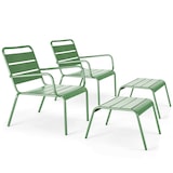 thumbnail of Set van 2 relaxfauteuils met cactusgroene metalen voetsteunen
