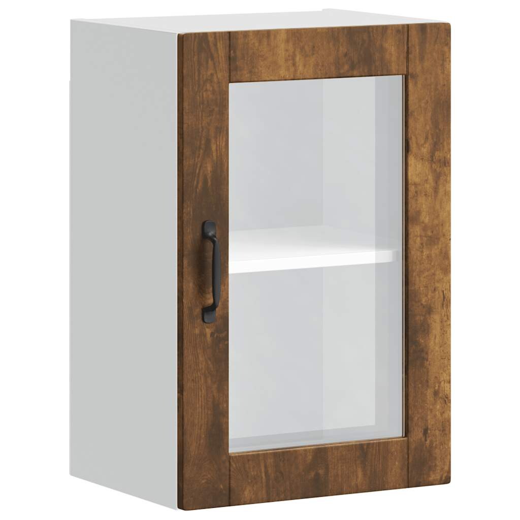 vidaXL Küchen-Hängeschrank mit Glastür Porto Räuchereiche