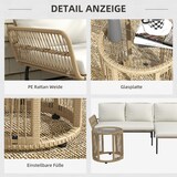 thumbnail of Loungeset PE-Rattan Cremeweiß 3-teilig mit Tisch, Sofa & Sonnenliege