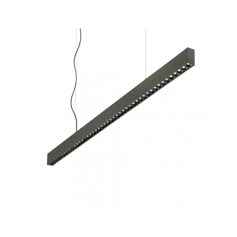 ideal lux, office sp wide 3000K, lineare pendelleuchte aus schwarzem aluminium