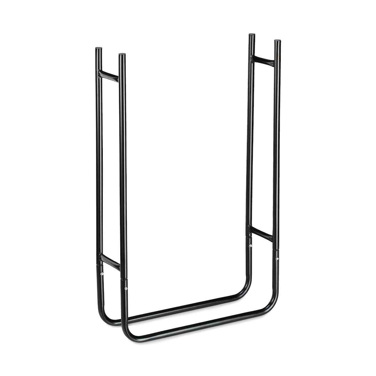 Relaxdays Kaminholzregal, schmal, aus Metall, Lagerung von Holz innen und außen, Brennholzregal HBT 90x60x20 cm, schwarz