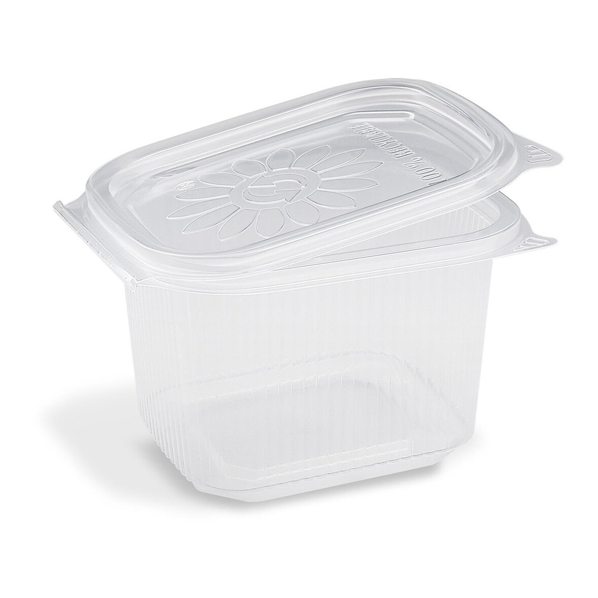 50x Feinkostbecher mit fixem Deckel Ripboxx Tiny klar PP 127x108x86mm 500ml