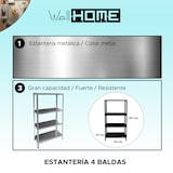 thumbnail of Wellhome Metallregal mit 4 Böden 70x37x137 cm
