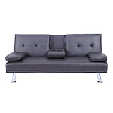 thumbnail of Décoshop26 - Dreisitzer-Schlafsofa mit ausklappbaren Getränkehaltern verstellbarer Rückenlehne 166 x 97 cm braunes Kunstleder 04_0010967