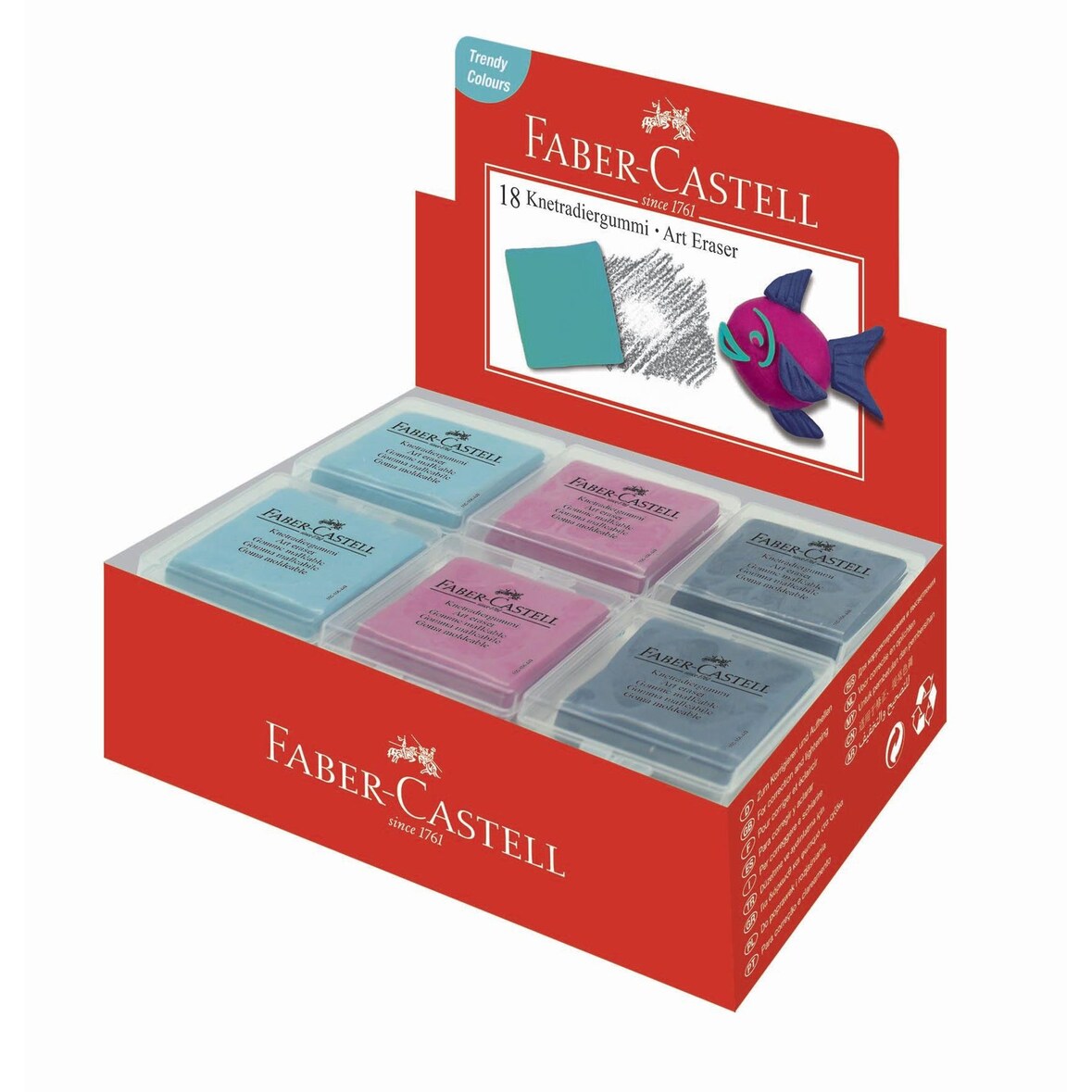 Faber Castell Radierer Knetg. Trend pink/bl/h-bl 40x35x10