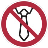 thumbnail of Verbotsschild, Bedienung mit Krawatte verboten - praxisbewährt - 100 mm Folie selbstklebend