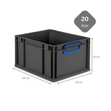 thumbnail of PROREGAL SuperSparSet 8x Eurobox NextGen Color, HxBxT 22x30x40cm, 20 Liter, Griffe blau zu, Schwarz, Eurobehälter, Transportbehälter
