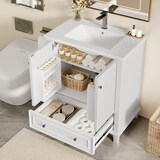 thumbnail of Badezimmerschrank 76x46x87 cm mit Waschbecken, Weiß, mit Massivholzbeinen und feuchtigkeitsbeständigen Eigenschaften