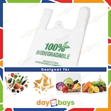 thumbnail of DayBays 1000 Stk. Bio Hemdchentragetaschen 24+11x45 cm 100% Biodegradable Bag weiß geblockt