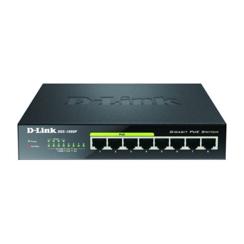 Switch desktop non gestito D-Link DGS-1008P a 8 porte Gigabit PoE+