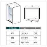 thumbnail of AICA Mampara de ducha frontal abatible perfil negro mate vidrio antical 8mm (787-817)x2000mm