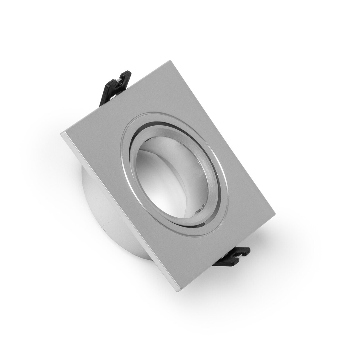 Ledkia Aro Downlight Cuadrado Basculante para Bombilla LED GU10 / GU5.3 Corte Ø 75 mm Plateado