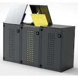 thumbnail of Mülltonnenbox BOXXI mit Kippdeckel 3x120L, Aluminium in RAL-7016, Mülltonnenhaus, Mülltonnenverkleidung