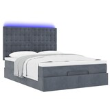 thumbnail of vidaXL Ottoman-Bett mit Matratzen & LEDs Dunkelgrau 140x190 cm Samt