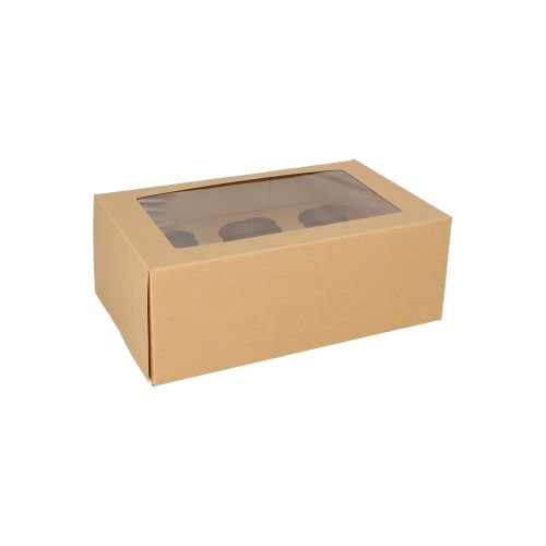4 lots de 25 Boîtes à Cupcakes rectangulaire 10 cm x 27 cm x 17,5 cm avec fenêtre transparente en PLA