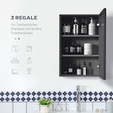 thumbnail of Spiegelschrank Hängeschrank fürs Bad 40x15x60 cm Schwarz mit Spiegeltür und 3 Ebenen, platzsparende Wandmontage, wasserfest lackiert