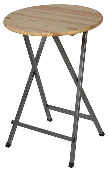 METRO PROFESSIONAL Bistro Stehtisch klappbar, Stahl/Kiefernholz, Ø 78 x 110 cm, rund, braun