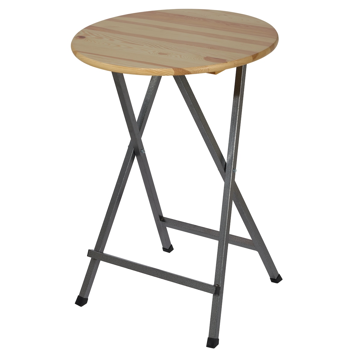 METRO PROFESSIONAL Bistro Stehtisch klappbar, Stahl/Kiefernholz, Ø 78 x 110 cm, rund, braun