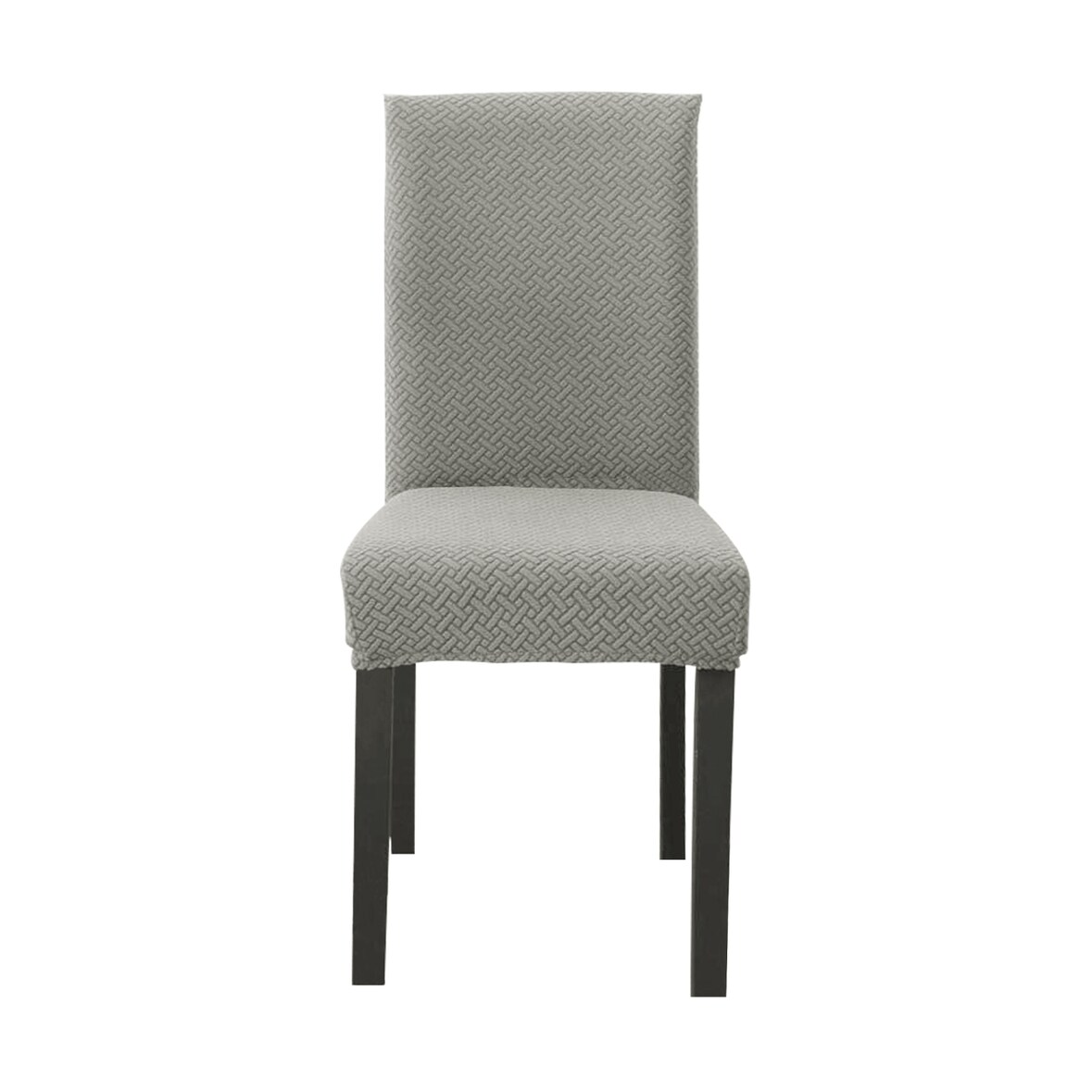 Intirilife 4x Elastische Stuhlhusse Stuhlüberzug in GEMUSTERT CREME GRAU mit 38 - 45 cm Sitzfläche und 45 - 65 cm Lehnenhöhe