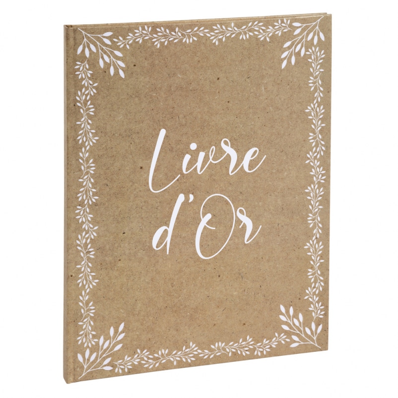 Livre d'Or Kraft 22x27 cm, 100 pages, coloris kraft, tranche or