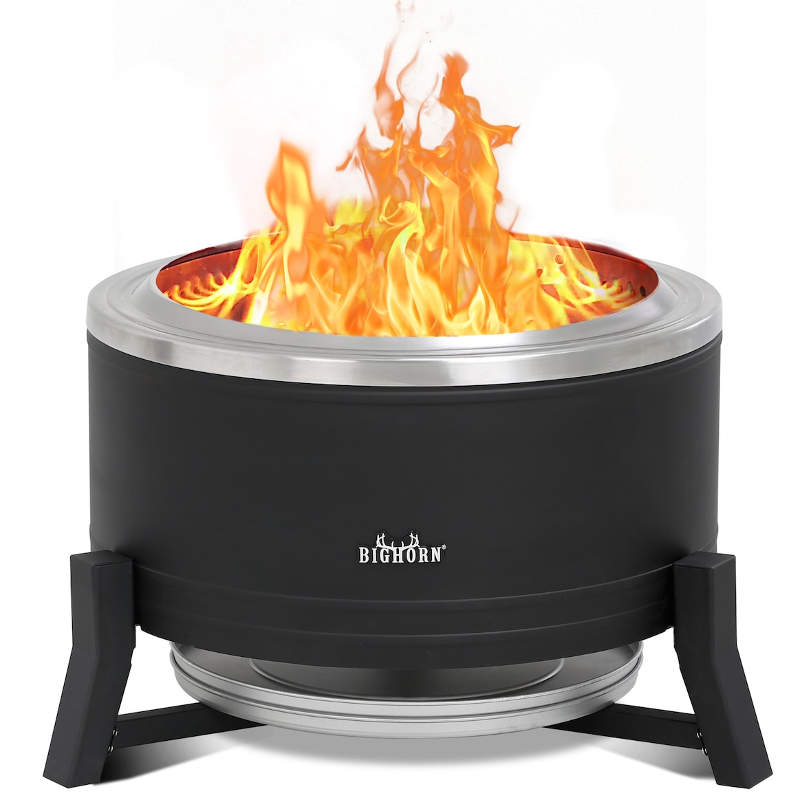 BIGHORN Stove Bonfire Rookloze Vuurkorf en BBQ Grill, 2 in 1 Houtverbranding en Houtpellets, Kamperen en Achtertuin, Dia. ⌀ 65cm × H42cm