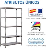 thumbnail of SimonRack Estantería Metálica, 2000x1000x400 mm, 5 Alturas, Bandeja Metal, 180 kg de Punto Flexión, Gris - Simonclick