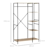 thumbnail of Perchero de Ropa Perchero de Madera con 4 Estantes de Almacenaje y Barra para Colgar Carga 30 kg para Dormitorio Salón Entrada 100x46x170,5 cm