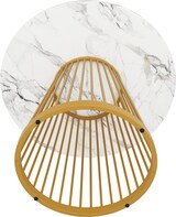 thumbnail of Esstisch rund 80x80x76  Weiß+Gold MDF Tischplatte Metallbeine mit marmorierter Optik für Esszimmer Wohnzimmer Büro verstellbare Bodenschoner