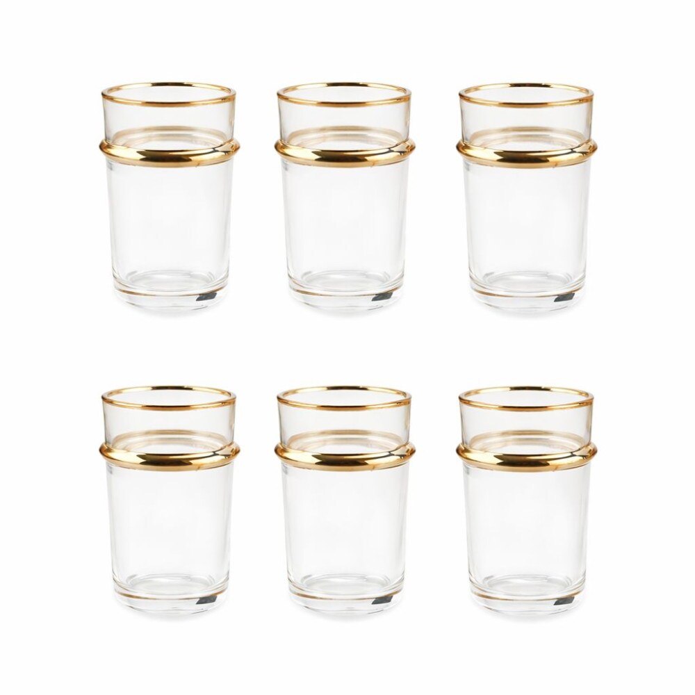 Tasses à thé en verre bords dorés 175ml - lot de 6